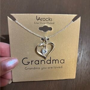Silver Plated Grandma Heart Pendant Necklace New